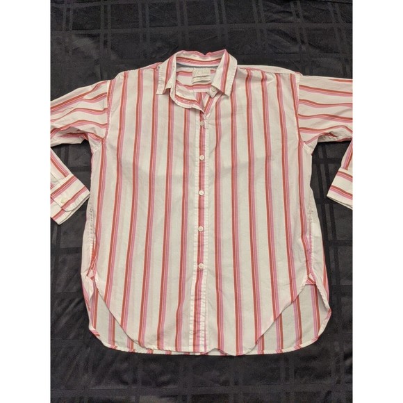 j. Crew Tops - Womens J. Crew Relaxed Fit Pink Striped Button Down Shirt Size 2 Long Sleeve